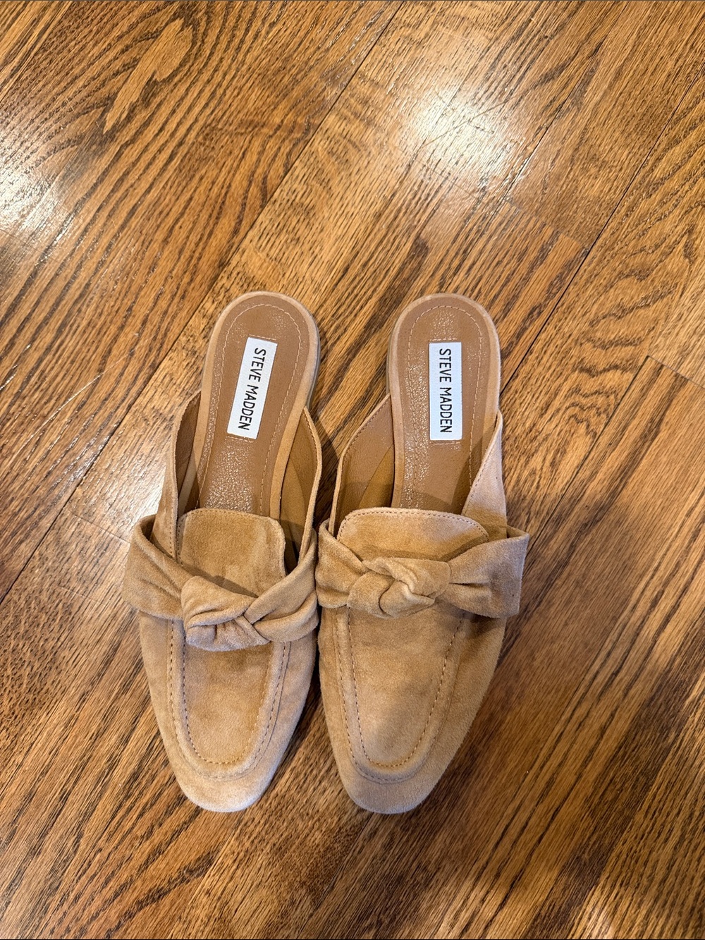 Steve Madden Tan Suede Knot-Detail Slip-On Mules